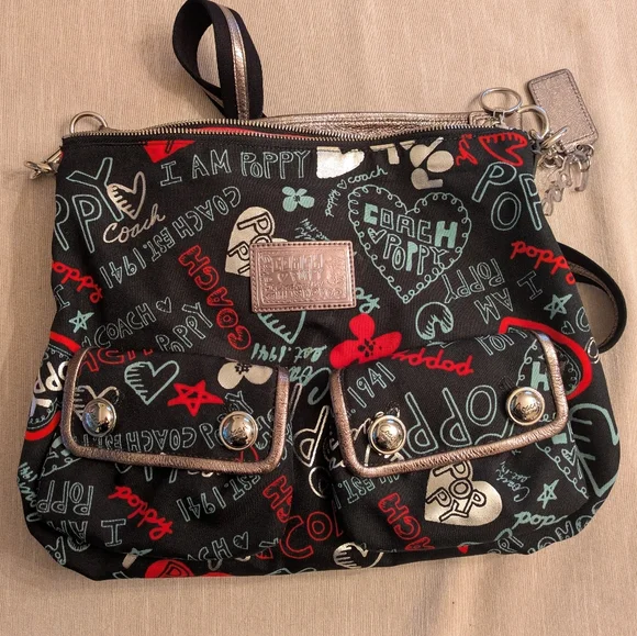 Coach Black and Red Graphic Crossbody Bag - Picture 1 of 9